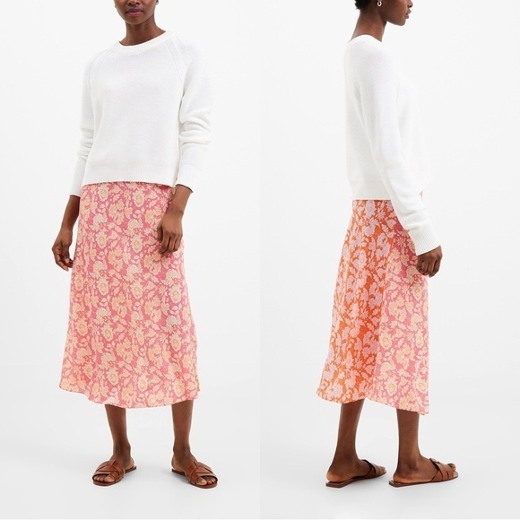 NEW French Connection Cosette Verona Midi Slip Skirt Camellia Rose - Picture 2 of 5